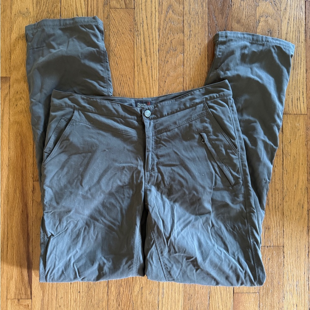 Royal Robbins Gray/brown hiking pants, fleece lined women's size 8